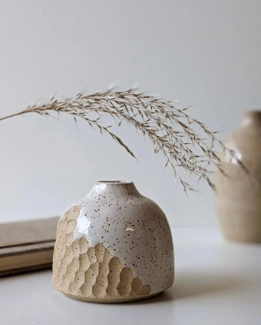 Speckle and Snow Bud Vase | Wu Ceramics